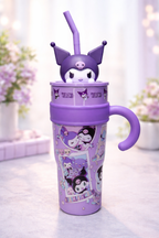 Kuromi 3D Character Insulated Tumbler with Straw &amp; Handle | 1200ML Large Capacity Leakproof Travel Mug | Double Wall Reusable Cup for Cold &amp; Hot Drinks (Purple)