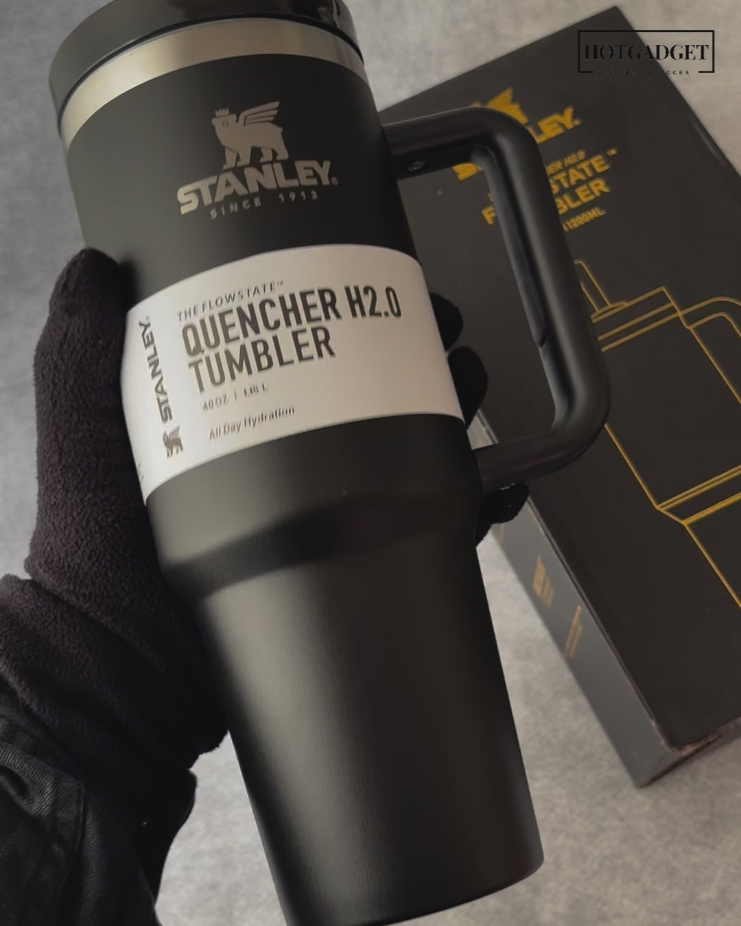Stanley Tumbler with Handle and Straw, Stainless Steel Insulated Travel Cup (Black)