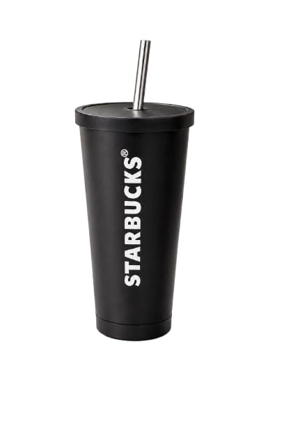Starbucks Stainless Steel Insulated Tumbler with Straw &amp; Lid | Reusable Vacuum Travel Cup | Matte Black &amp; Metallic Gold Variants | Hot &amp; Cold Beverage Mug