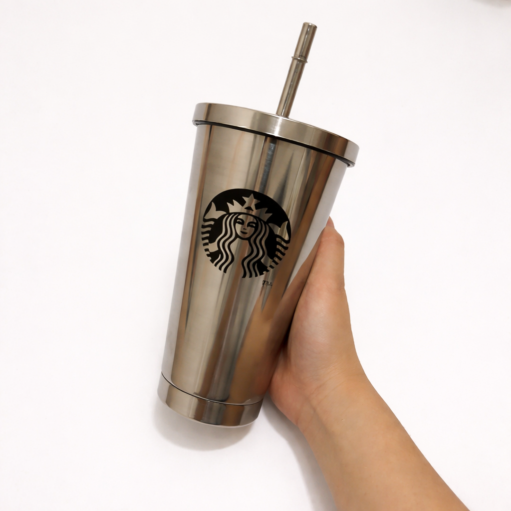 Starbucks Stainless Steel Insulated Tumbler with Straw &amp; Lid | Reusable Vacuum Travel Cup | Matte Black &amp; Metallic Gold Variants | Hot &amp; Cold Beverage Mug