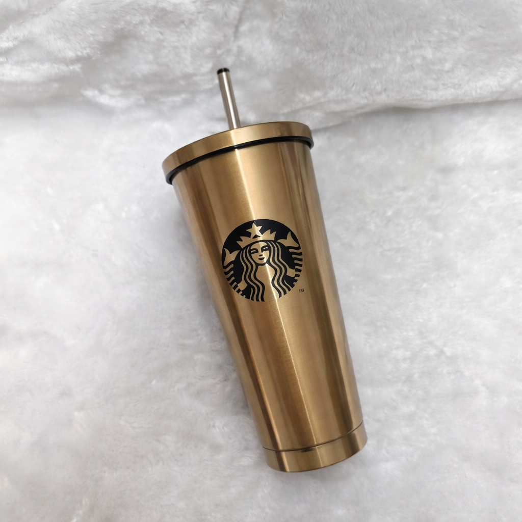 Starbucks Stainless Steel Insulated Tumbler with Straw &amp; Lid | Reusable Vacuum Travel Cup | Matte Black &amp; Metallic Gold Variants | Hot &amp; Cold Beverage Mug