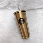 Starbucks Stainless Steel Insulated Tumbler with Straw &amp; Lid | Reusable Vacuum Travel Cup | Matte Black &amp; Metallic Gold Variants | Hot &amp; Cold Beverage Mug