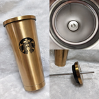 Starbucks Stainless Steel Insulated Tumbler with Straw &amp; Lid | Reusable Vacuum Travel Cup | Matte Black &amp; Metallic Gold Variants | Hot &amp; Cold Beverage Mug