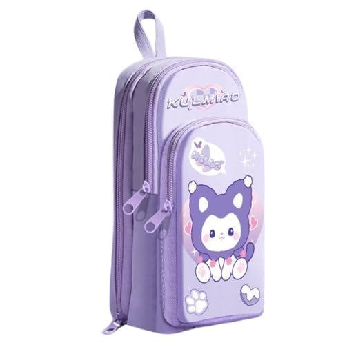 Large Capacity 3-Layer Pencil Case – Cute Kitty, Panda & Astronaut Designs | Multi-Compartment Pencil Pouch | Stationery Organizer for School & College
