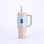 1200ml/40oz Stainless Steel Insulated Tumbler with Handle & Straw Vacuum Travel Mug with Leak-Resistant Dual Lid