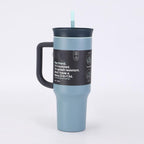 1200ml/40oz Stainless Steel Insulated Tumbler with Handle & Straw Vacuum Travel Mug with Leak-Resistant Dual Lid