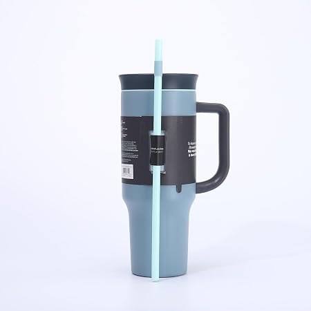 1200ml/40oz Stainless Steel Insulated Tumbler with Handle & Straw Vacuum Travel Mug with Leak-Resistant Dual Lid