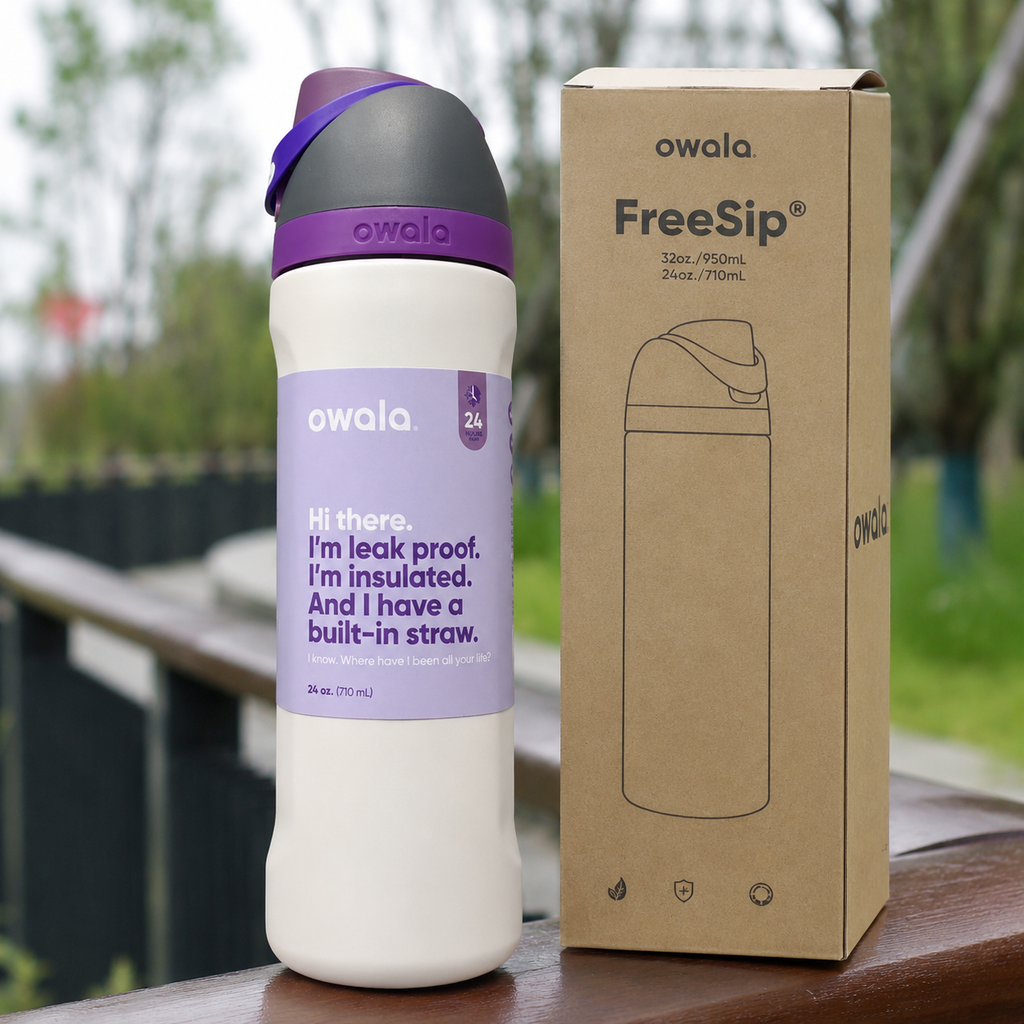Owala FreeSip Vacuum Insulated Stainless Steel Water Bottle with Built-in Straw & Flip Lock Lid 24 oz (710 ml)