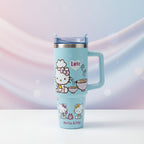CloudCherry 1000ml Hello Kitty Tumbler with Straw and Handle, Stainless Steel Insulated Travel Cup