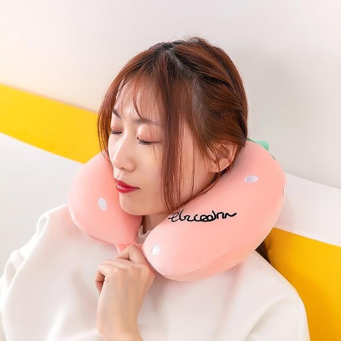Cute Animal Plush U-Shaped Travel Neck Pillow | Soft Memory Cushion for Car, Flight &amp; Office | Unicorn, Capybara, Kuromi Designs