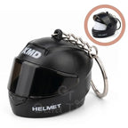 CloudCherry Mini Motorcycle Helmet Keychain with Auto Light & Sound Effect (Black)