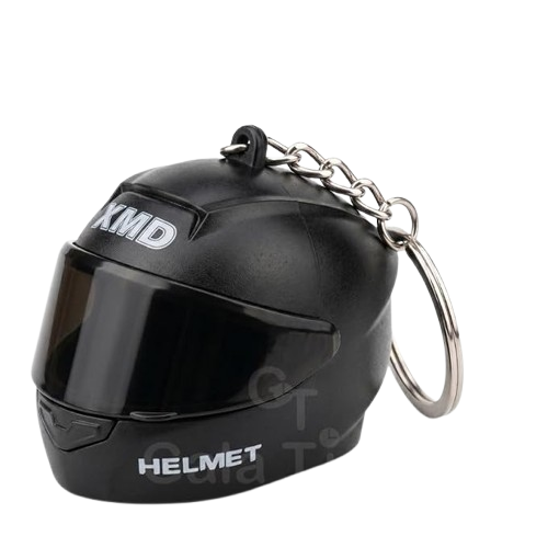 CloudCherry Mini Motorcycle Helmet Keychain with Auto Light & Sound Effect (Black)