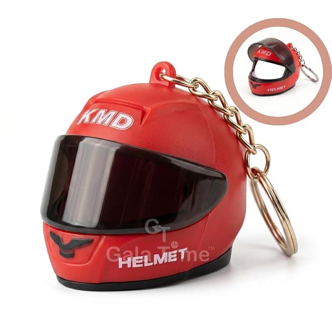 CloudCherry Mini Motorcycle Helmet Keychain with Auto Light & Sound Effect (Red)