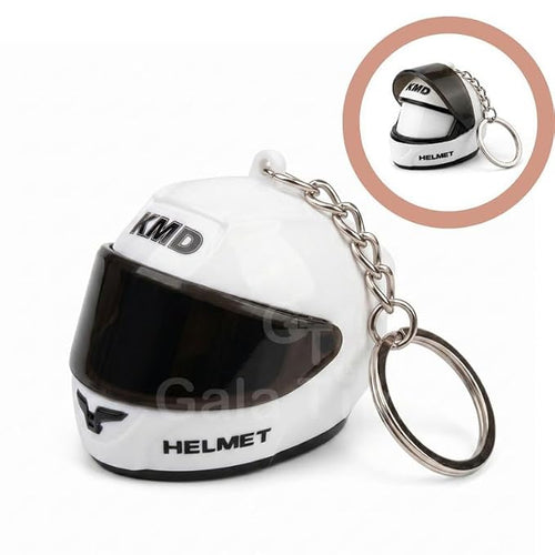 CloudCherry Mini Motorcycle Helmet Keychain with Auto Light & Sound Effect (White)