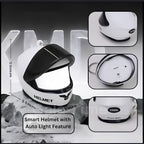 CloudCherry Mini Motorcycle Helmet Keychain with Auto Light & Sound Effect (White)