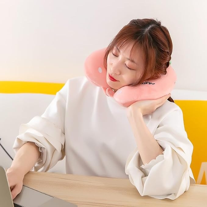 Cute Animal Plush U-Shaped Travel Neck Pillow | Soft Memory Cushion for Car, Flight &amp; Office | Unicorn, Capybara, Kuromi Designs