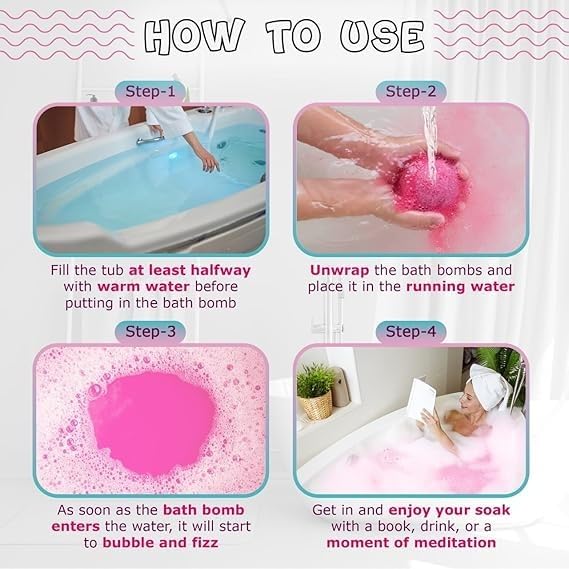 Bath Bomb Gift Set of 3 | Handmade Natural Bath Bombs with Epsom Salt, Almond Oil & Shea Butte