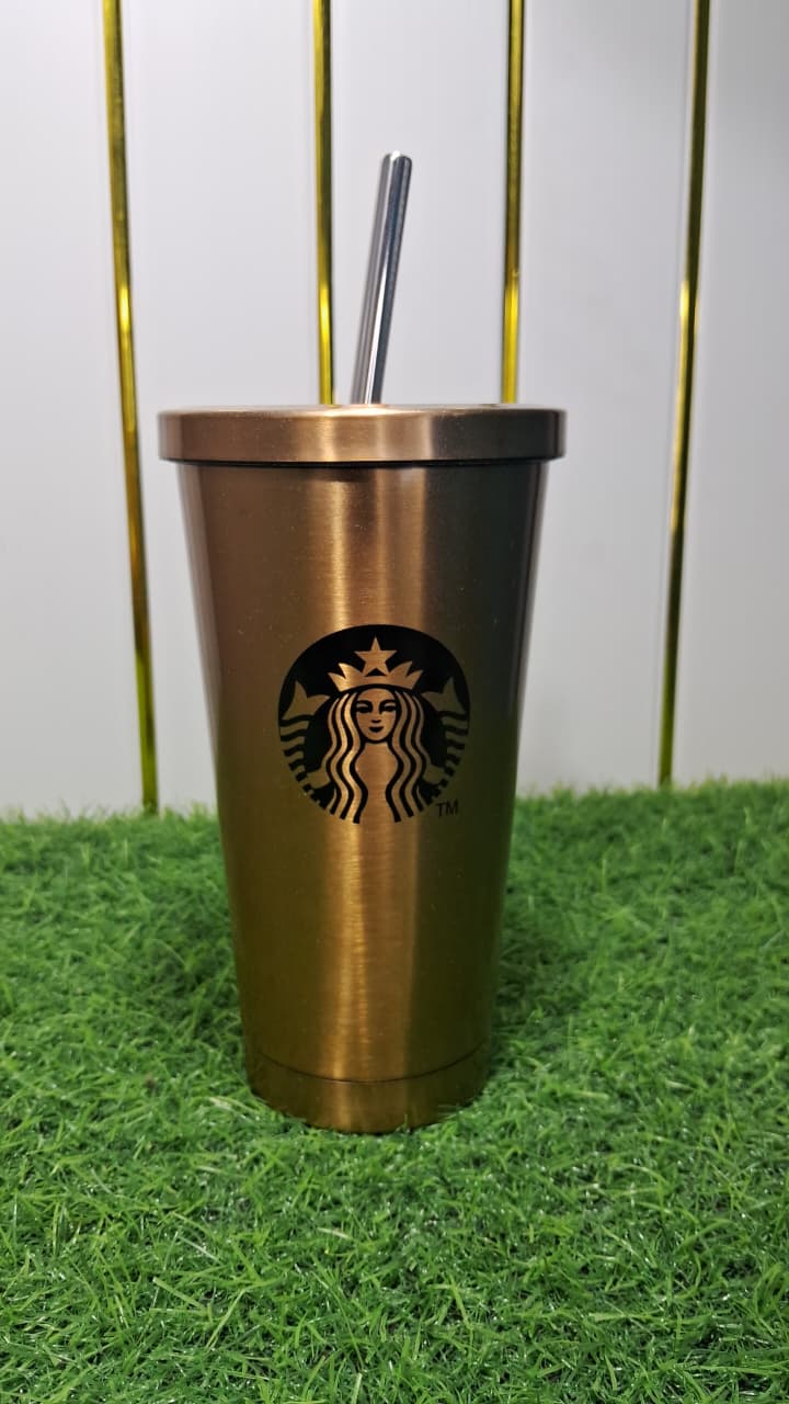 Starbucks Stainless Steel Insulated Tumbler with Straw &amp; Lid | Reusable Vacuum Travel Cup | Matte Black &amp; Metallic Gold Variants | Hot &amp; Cold Beverage Mug
