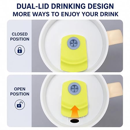 1200ml/40oz Stainless Steel Insulated Tumbler with Handle & Straw Vacuum Travel Mug with Leak-Resistant Dual Lid