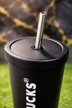 Starbucks Stainless Steel Insulated Tumbler with Straw &amp; Lid | Reusable Vacuum Travel Cup | Matte Black &amp; Metallic Gold Variants | Hot &amp; Cold Beverage Mug