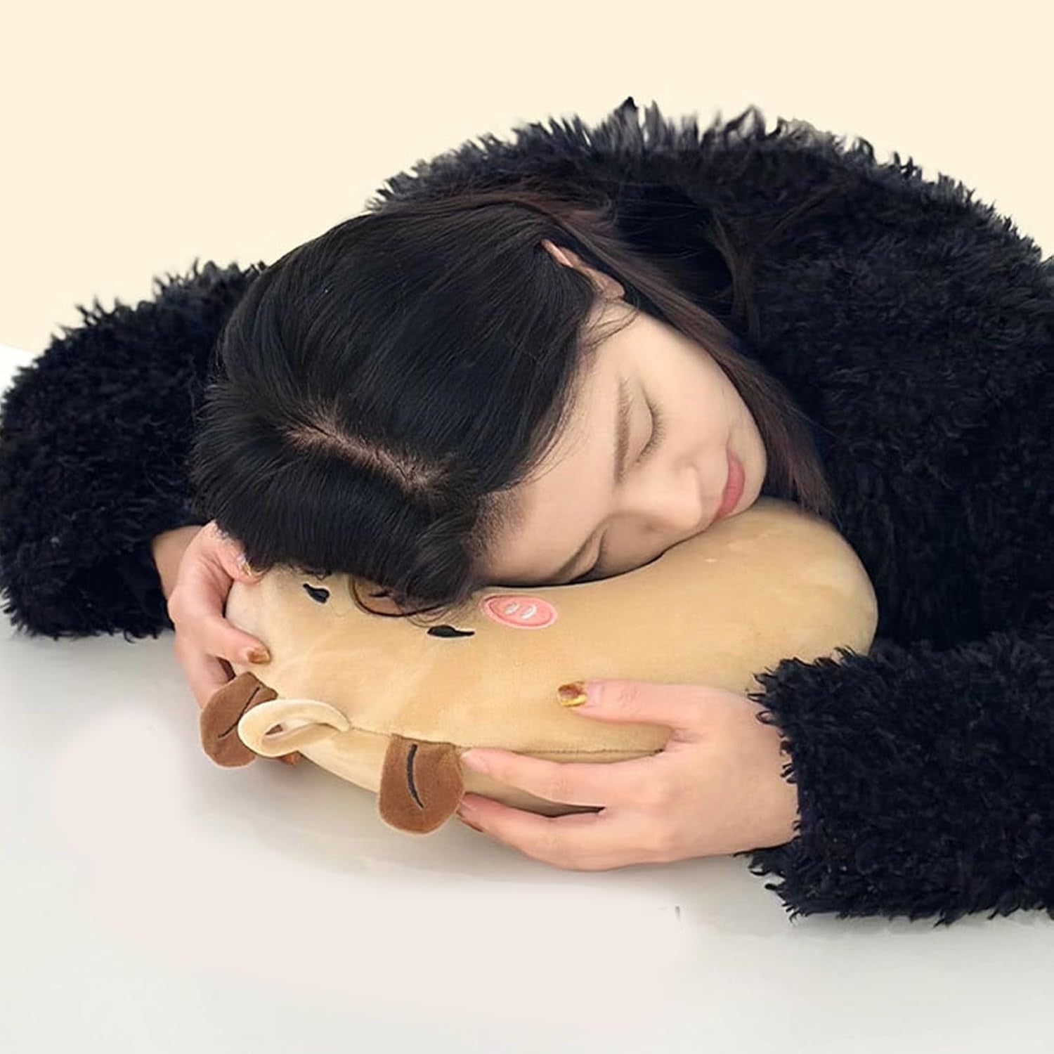 Cute Animal Plush U-Shaped Travel Neck Pillow | Soft Memory Cushion for Car, Flight &amp; Office | Unicorn, Capybara, Kuromi Designs
