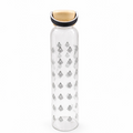 Glass Water Bottle with Wooden Lid, Reusable Clear Drinking Bottle with Carry Handle for Home, Office & Travel