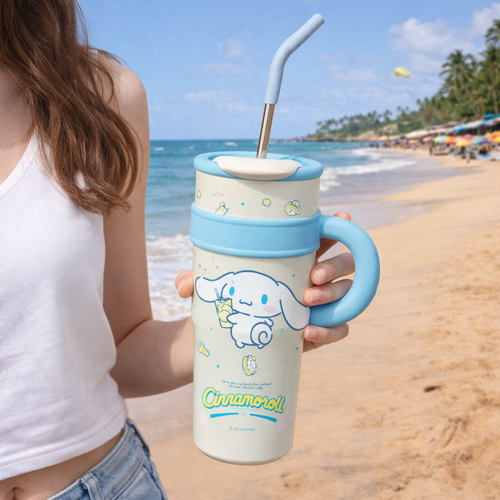 Cinnamoroll 1200ML Stainless Steel Insulated Tumbler with Handle &amp; Straw | Large Capacity Vacuum Flask | Leakproof Travel Mug | Gift Box Included