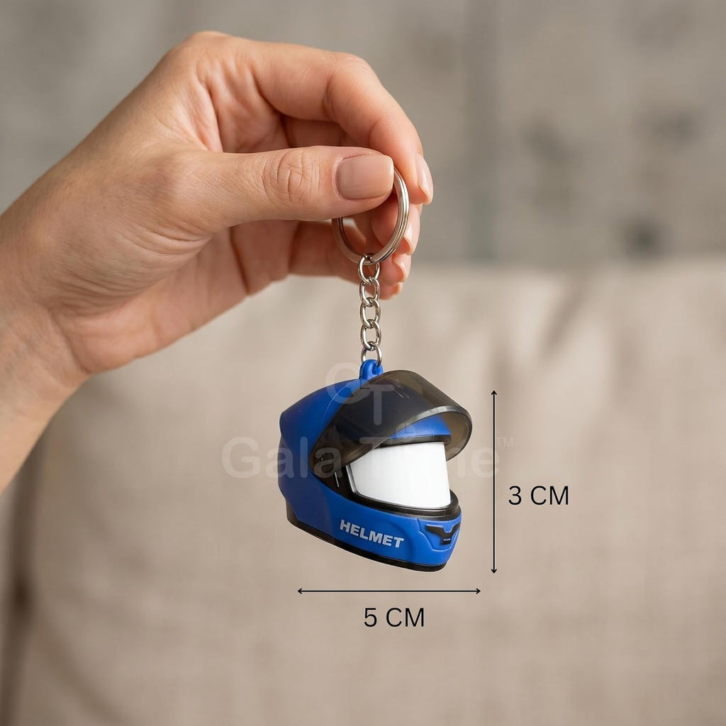 CloudCherry Mini Motorcycle Helmet Keychain with Auto Light & Sound Effect (Blue)