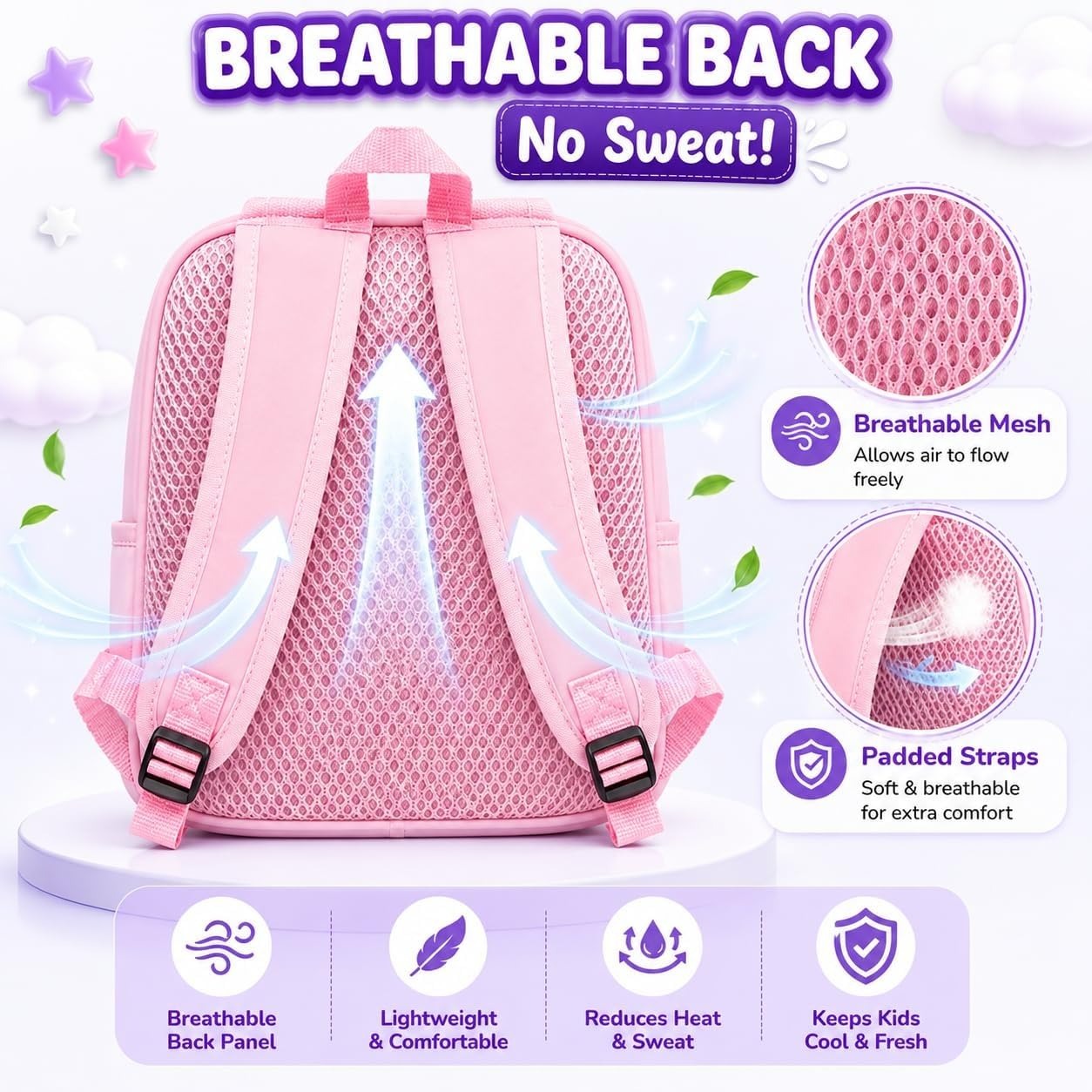 Unicorn Kids School Backpack | Lightweight 3D Cartoon School Bag with Breathable Mesh Back, Padded Straps & Spacious Compartments for Girls (Ages 3–8)