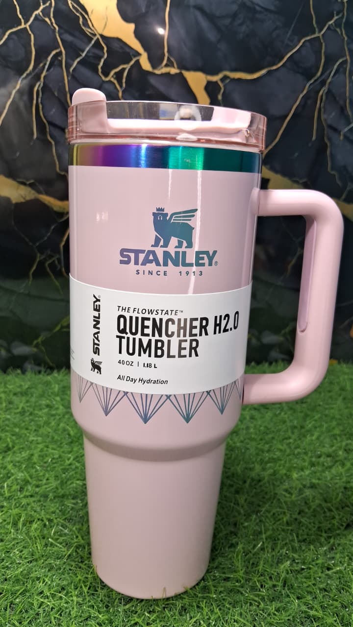 Stanley Quencher H2.0 40oz Insulated Tumbler with Handle Straw | FlowState Stainless Steel Vacuum Travel Mug | Leakproof Reusable Cup | Pink