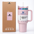 Stanley Quencher H2.0 40oz Insulated Tumbler with Handle Straw | FlowState Stainless Steel Vacuum Travel Mug | Leakproof Reusable Cup | Pink