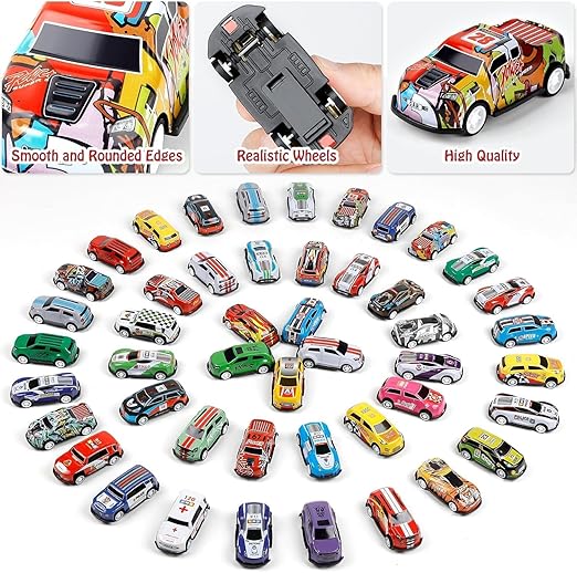 48-Piece Alloy Die-Cast Toy Car Set with Foldable Storage Container &amp; Multi-Level Parking Display | Mini Racing Cars Collection | Portable Carry Case | Kids Gift