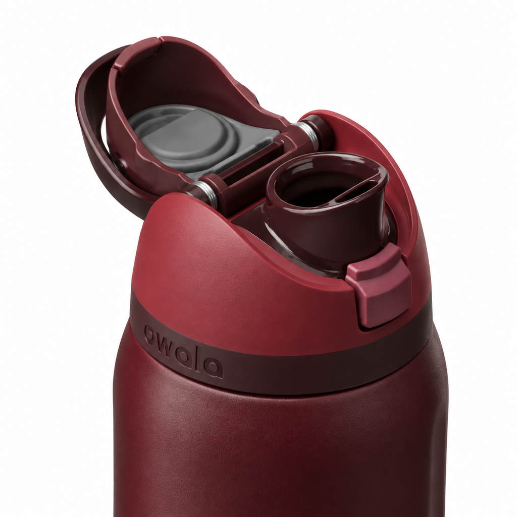 Owala FreeSip Insulated Stainless Steel Water Bottle with Straw for Sports, Travel, and School, 32oz(Burgundy)