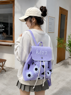 Knitted Canvas Backpack for Women with Drawstring Closure &amp; Adjustable Straps