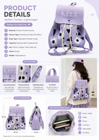 Knitted Canvas Backpack for Women with Drawstring Closure &amp; Adjustable Straps