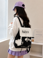 Knitted Canvas Backpack for Women with Drawstring Closure &amp; Adjustable Straps