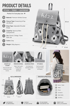 Knitted Canvas Backpack for Women with Drawstring Closure &amp; Adjustable Straps
