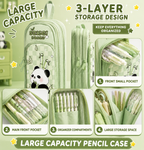 Large Capacity 3-Layer Pencil Case – Cute Kitty, Panda & Astronaut Designs | Multi-Compartment Pencil Pouch | Stationery Organizer for School & College