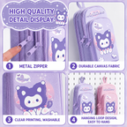 Large Capacity 3-Layer Pencil Case – Cute Kitty, Panda & Astronaut Designs | Multi-Compartment Pencil Pouch | Stationery Organizer for School & College