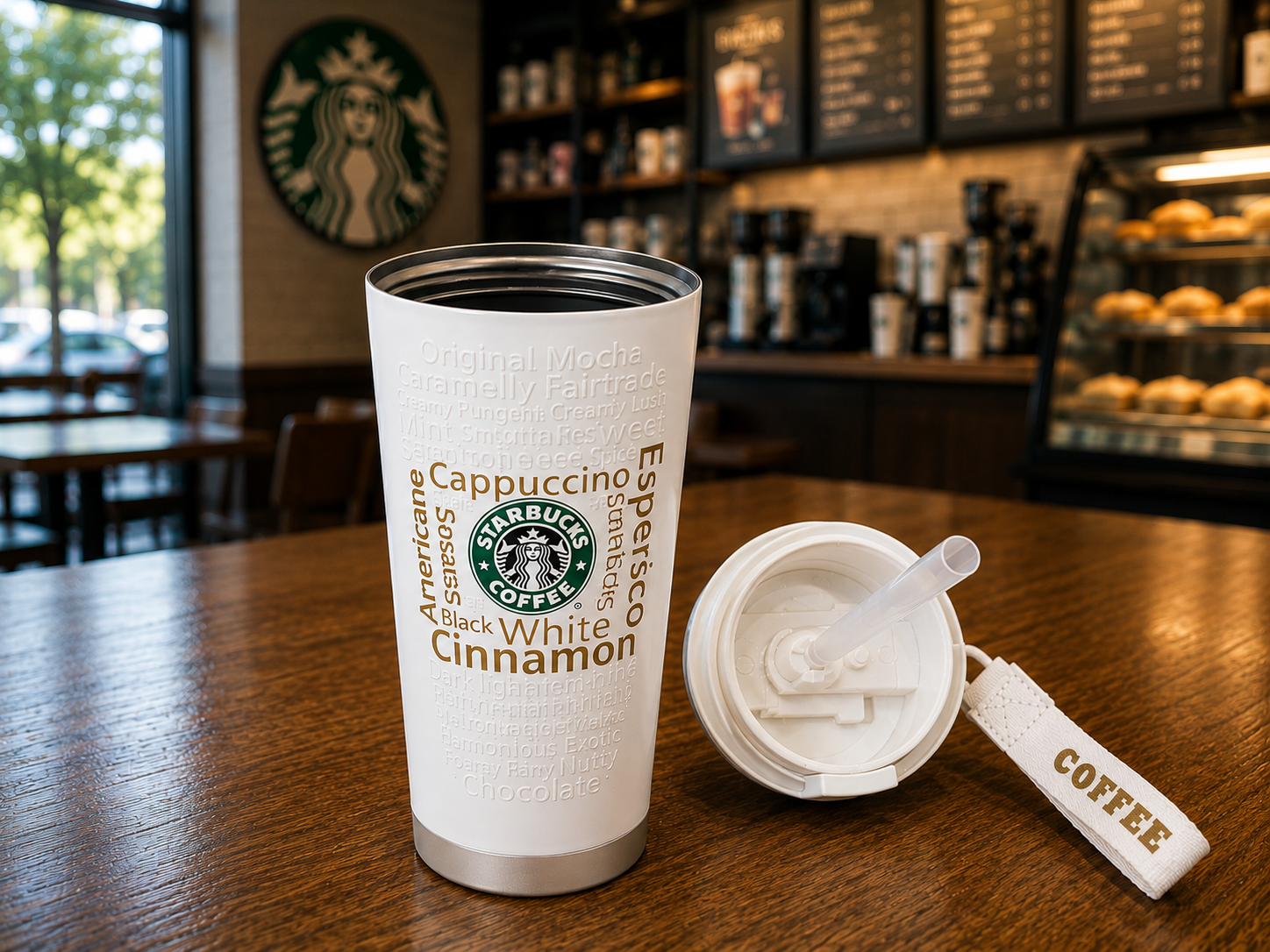 Starbucks Stainless Steel Vacuum Insulated Travel Tumbler | 473ML Coffee Mug with Leakproof Flip Lid | Double Wall Reusable Hot &amp; Cold Coffee Cup (White, Burgundy &amp; Floral Pink Variants)