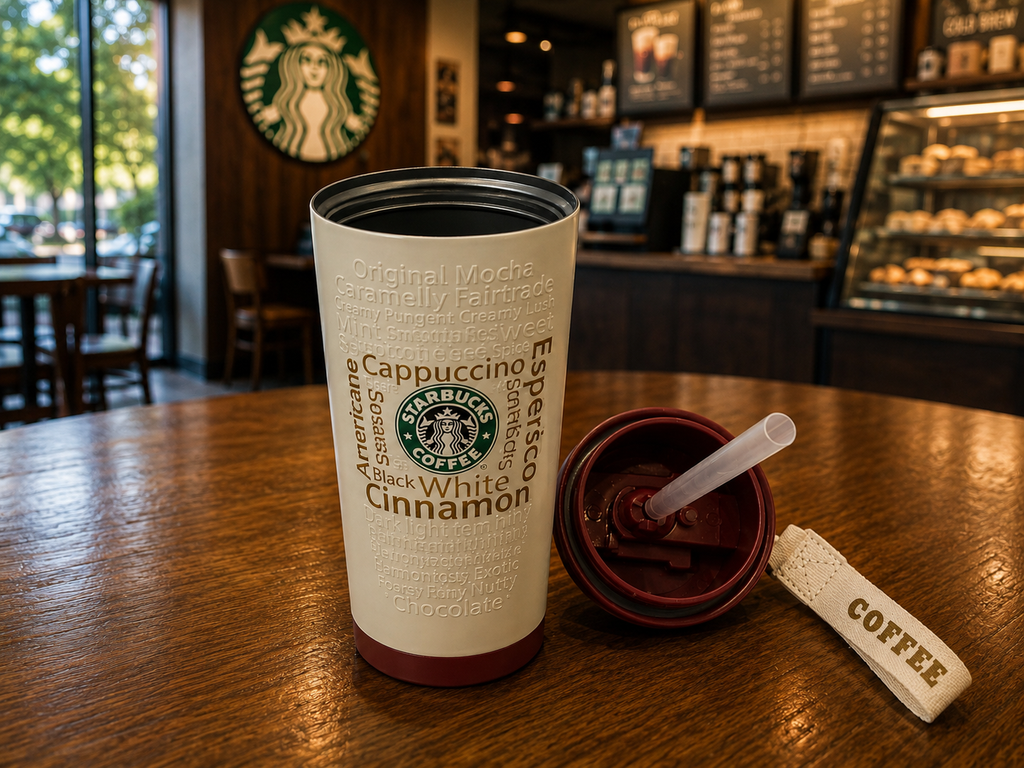 Starbucks Stainless Steel Vacuum Insulated Travel Tumbler | 473ML Coffee Mug with Leakproof Flip Lid | Double Wall Reusable Hot &amp; Cold Coffee Cup (White, Burgundy &amp; Floral Pink Variants)
