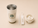 Starbucks Stainless Steel Vacuum Insulated Travel Tumbler | 473ML Coffee Mug with Leakproof Flip Lid | Double Wall Reusable Hot &amp; Cold Coffee Cup (White, Burgundy &amp; Floral Pink Variants)