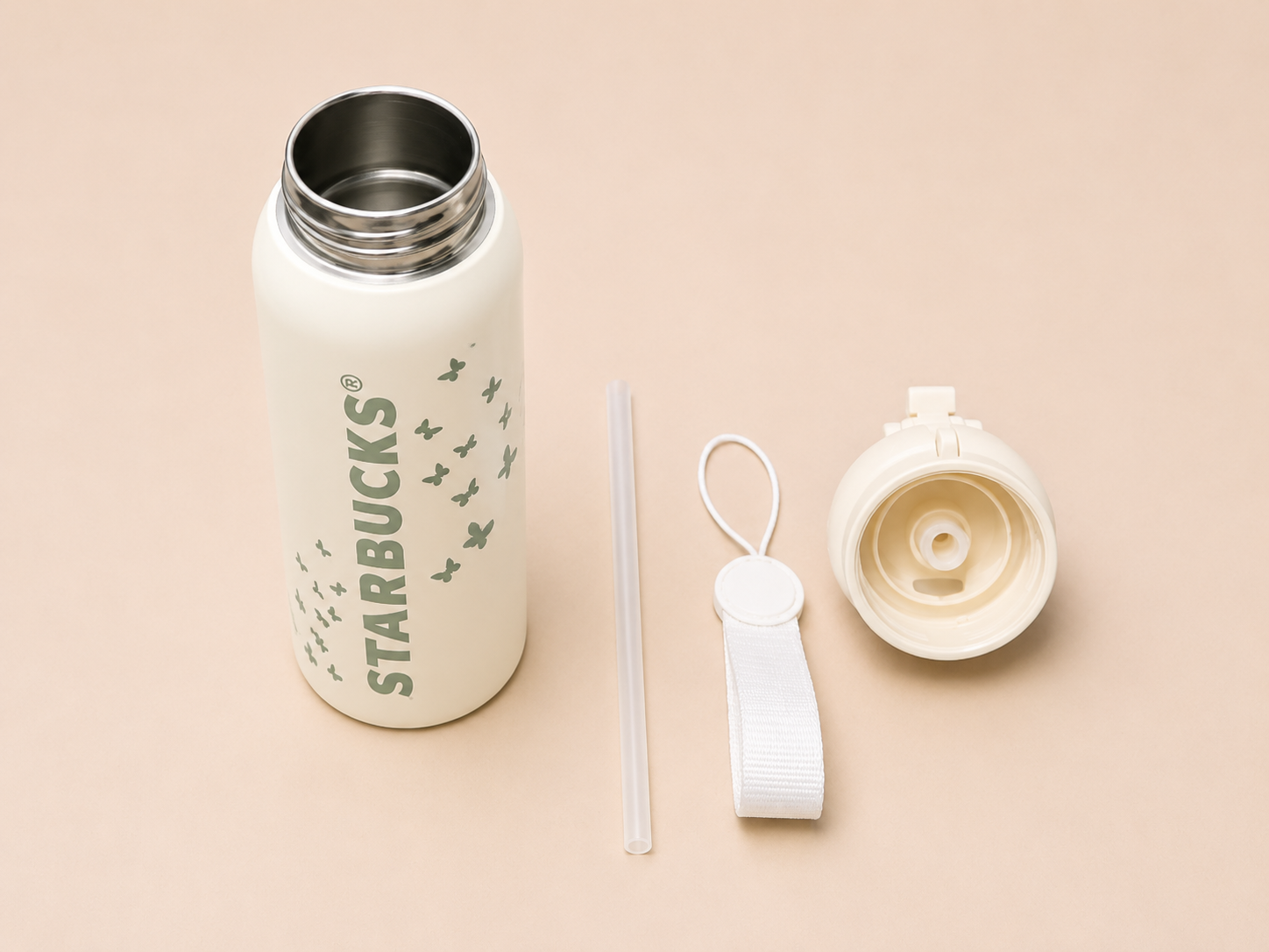 Starbucks® Butterfly Stainless Steel Insulated Water Bottle 2-in-1 Straw & Sip Lid | Leakproof Double Wall Vacuum Flask