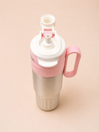 800ML Stainless Steel Insulated Travel Mug with Handle | 2-in-1 Straw &amp; Direct Sip Tumbler | 316 Stainless Steel Vacuum Flask with Tea Infuser &amp; Leakproof Lid (Pink)