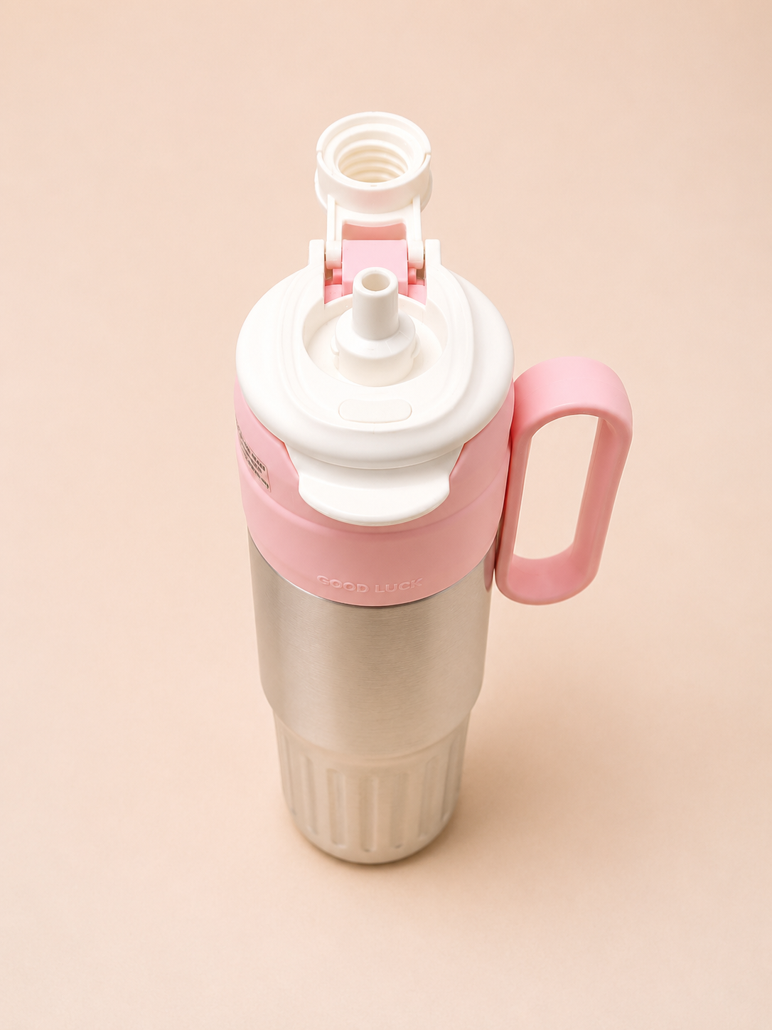 800ML Stainless Steel Insulated Travel Mug with Handle | 2-in-1 Straw &amp; Direct Sip Tumbler | 316 Stainless Steel Vacuum Flask with Tea Infuser &amp; Leakproof Lid (Pink)