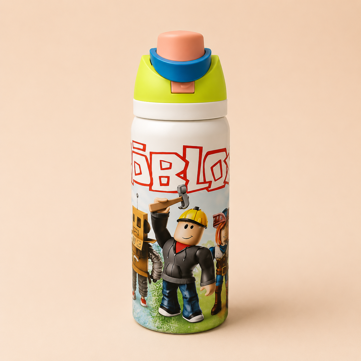 Roblox, Minecraft & Harry Potter Stainless Steel Insulated Water Bottle with Flip Straw Lid | Leakproof Double Wall Vacuum Flask | Kids School, Travel & Sports Bottle