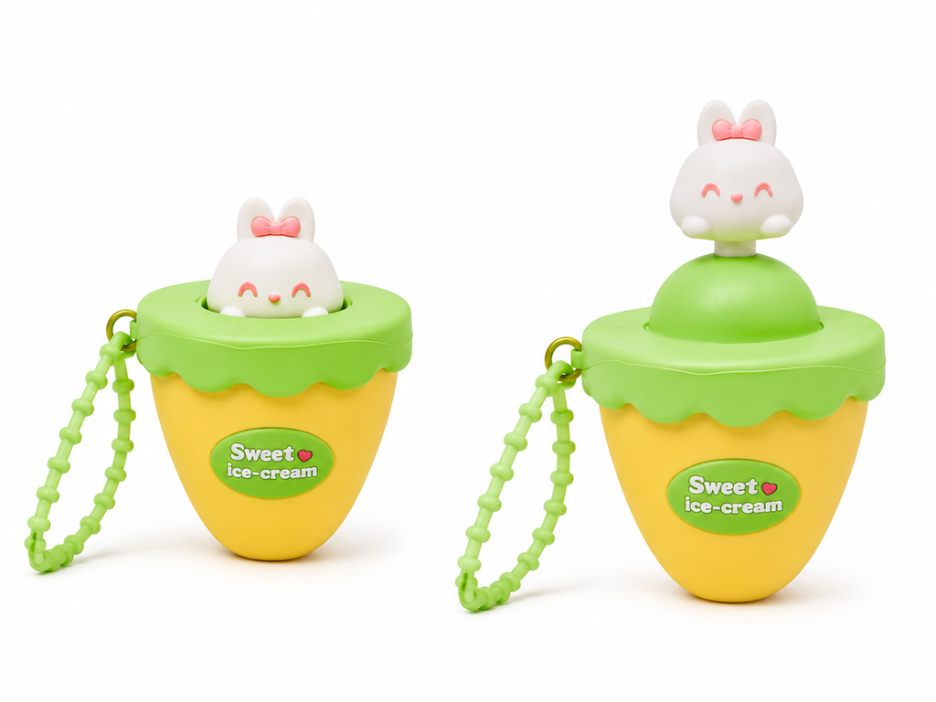 Cute Pop-Up Ice Cream Character Keychain | Kawaii Silicone Pendant | Portable Bag Charm | Collectible Keyring | Panda, Bear, Penguin &amp; Bunny Designs