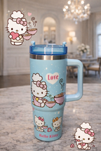CloudCherry 1000ml Hello Kitty Tumbler with Straw and Handle, Stainless Steel Insulated Travel Cup