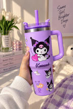 CloudCherry 1000ml Kuromi Tumbler with Straw and Handle, Cute Stainless Steel Insulated Travel Cup