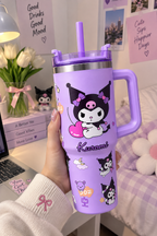 CloudCherry 1000ml Kuromi Tumbler with Straw and Handle, Cute Stainless Steel Insulated Travel Cup